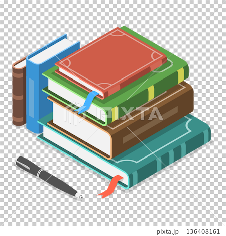 3D Isometric Flat  Illustration of Hands with Books. Item 8 136408161