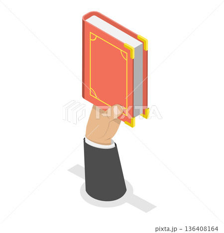 3D Isometric Flat  Illustration of Hands with Books. Item 5 136408164
