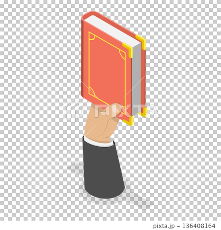 3D Isometric Flat  Illustration of Hands with Books. Item 5 136408164