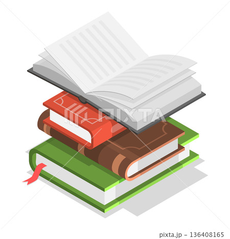 3D Isometric Flat  Illustration of Hands with Books. Item 4 136408165