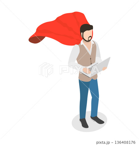 3D Isometric Flat  Set of Hero Persons. Item 6 136408176