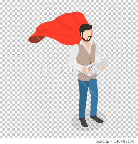 3D Isometric Flat  Set of Hero Persons. Item 6 136408176