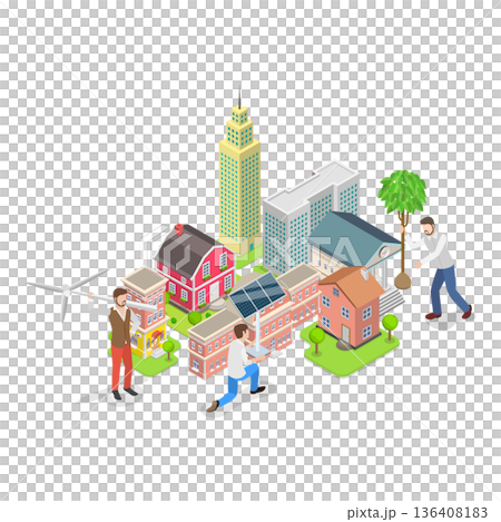3D Isometric Flat  Illustration of Green Energy. Item 3 136408183
