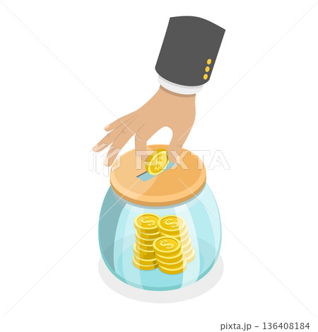 3D Isometric Flat Illustration of Saving Deposit. Item 4 3D Isometric Flat Illustration of Saving Deposit. Item 4 136408184