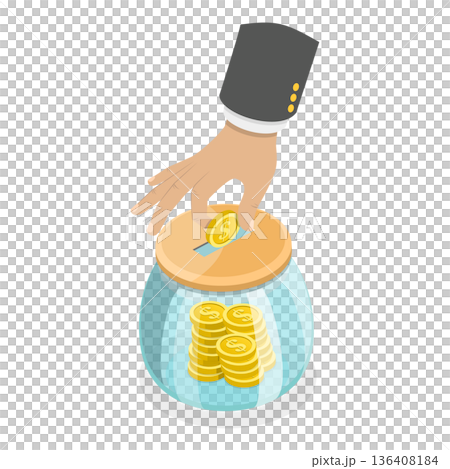 3D Isometric Flat Illustration of Saving Deposit. Item 4 3D Isometric Flat Illustration of Saving Deposit. Item 4 136408184