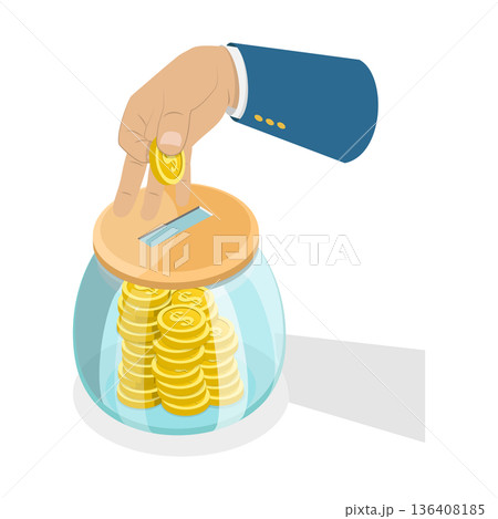 3D Isometric Flat Illustration of Saving Deposit. Item 3 3D Isometric Flat Illustration of Saving Deposit. Item 3 136408185