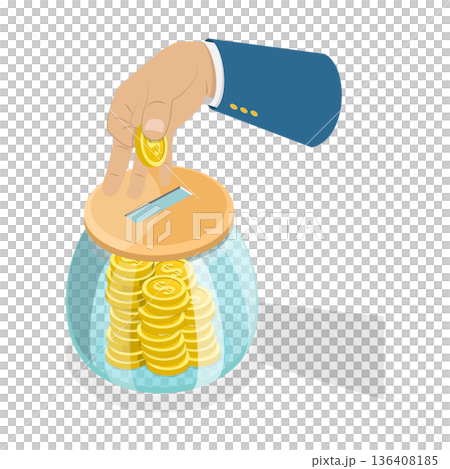3D Isometric Flat Illustration of Saving Deposit. Item 3 3D Isometric Flat Illustration of Saving Deposit. Item 3 136408185