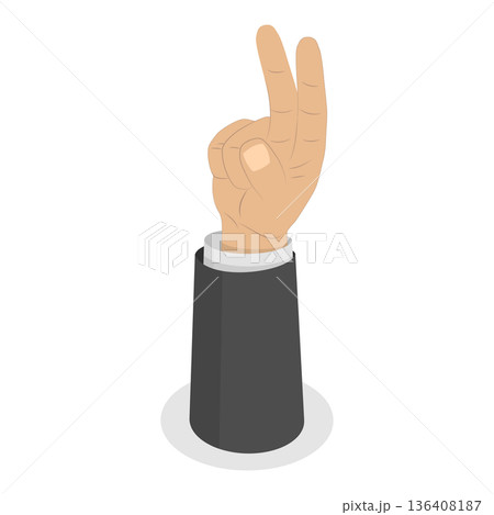 3D Isometric Flat  Set of Human Hands Gestures. Item 5 136408187