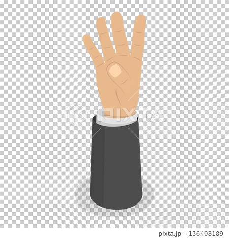 3D Isometric Flat  Set of Human Hands Gestures. Item 3 136408189