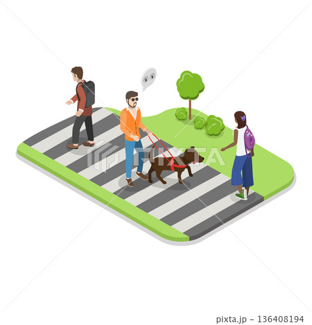 3D Isometric Flat  Illustration of Guide Dogs. Item 4 136408194