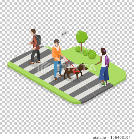 3D Isometric Flat  Illustration of Guide Dogs. Item 4 136408194