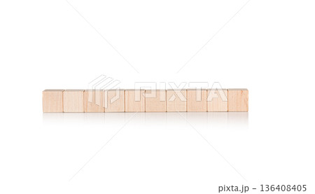 wooden cubes ten 10 pieces on isolate white background wooden cubes ten 10 pieces on isolate white background 136408405