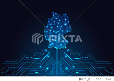 Digital map of Germany glowing on circuit...のイラスト素材 [136408498] - PIXTA