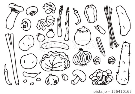 野菜の線画イラストセット 136410165