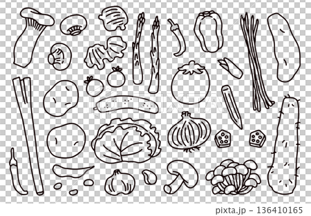 野菜の線画イラストセット 136410165