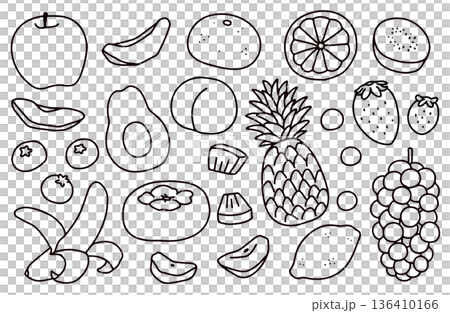 Fruit line drawing illustration set Fruit line drawing illustration set 136410166
