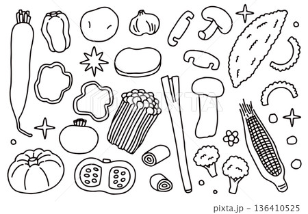 野菜の線画イラストセット 136410525