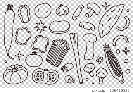 野菜の線画イラストセット 136410525