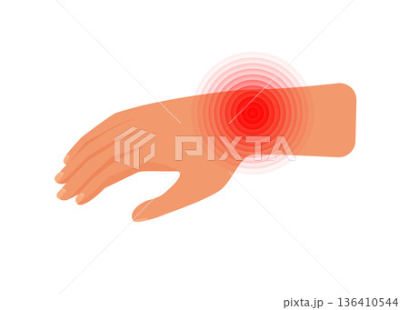 Wrist and arm pain concept vector illustration on white background 136410544