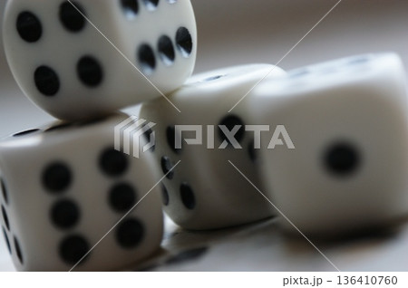 dice game many pieces closeup 136410760