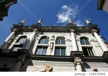 old white tenement house in the old town of Gdansk Poland small old white tenement house in the old town of Gdansk Poland small 136410898