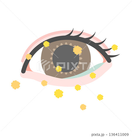目に花粉が付着したイラスト 136411009