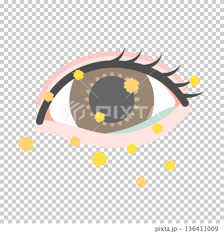 目に花粉が付着したイラスト 136411009