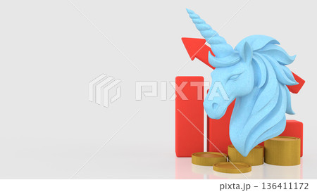Unicorn Financial Growth Concept With Rising Market Value 3d render. 136411172