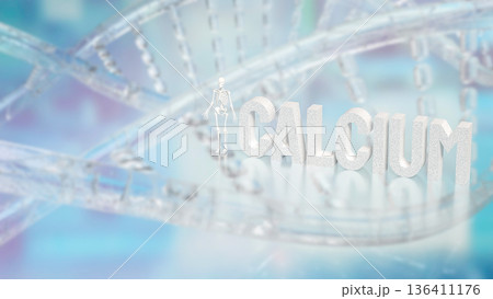 Calcium and Bone Health Medical Nutrition Concept 3d render. Calcium and Bone Health Medical Nutrition Concept 3d render. 136411176