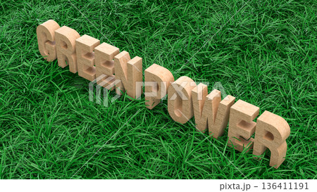 Green Power Sustainable Energy Concept Background 3d render. 136411191