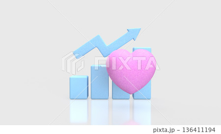 Emotional Growth Business Success Heart Chart Concept 3d render. Emotional Growth Business Success Heart Chart Concept 3d render. 136411194