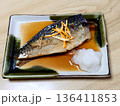 Japanese WASHOKU dish 和食の一品料理～鰆の煮付け(牡蠣出汁醤油の煮付け料理) 136411853