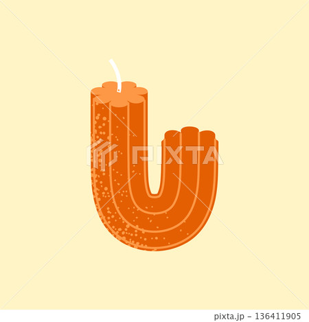 Candle Letter U Illustration Candle Letter U Illustration 136411905