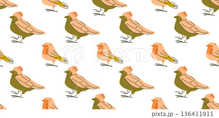 Spring Bird Seamless Pattern Illustration Spring Bird Seamless Pattern Illustration 136411911