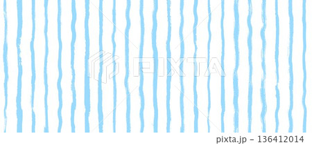 Bright blue seamless stripes background. Abstract watercolor strokes repeating pattern. Summer pastel straight vertical lines for fabric, wrapping paper, textile, banner, poster. Vector wallpaper 136412014