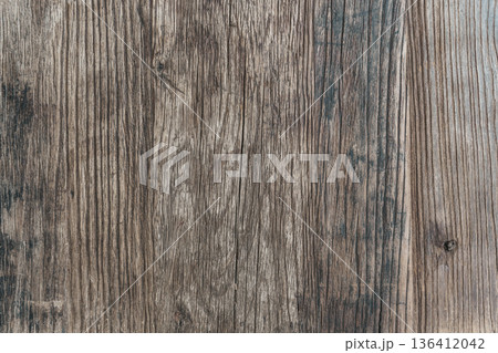 Rustic weathered wood texture with detailed grain and natural cracks. High quality photo 136412042