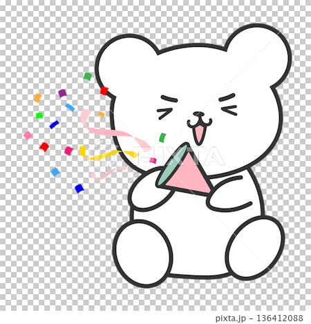 Cute bear character illustration celebrating by popping crackers (pink) Cute bear character illustration celebrating by popping crackers (pink) 136412088