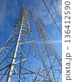 High voltage tower / 青空に映える高圧電流の鉄塔 136412590