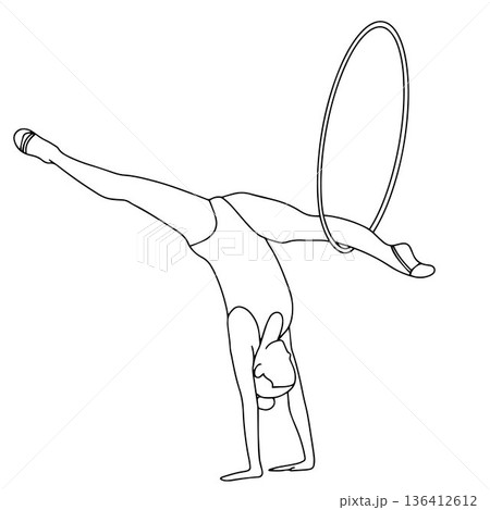 Elegant slim girl with hoop - rhythmic gymnastics. Vector illustration Elegant slim girl with hoop - rhythmic gymnastics. Vector illustration 136412612