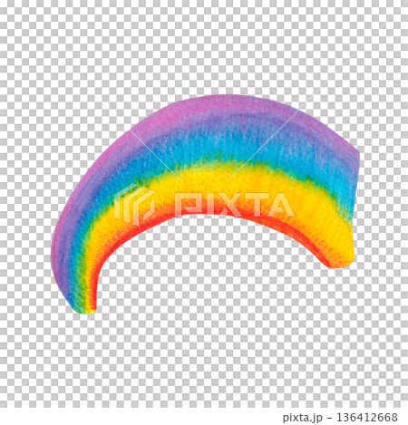 Half-circle rainbow, hand-drawn watercolor illustration. Drawing for scrapbooking, stickers, print. Summer, spectrum, colors, optics, joy Half-circle rainbow, hand-drawn watercolor illustration. Drawing for scrapbooking, stickers, print. Summer, spectrum, colors, optics, joy 136412668