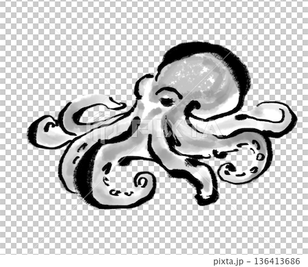 154_筆刷插畫_章魚_單色 136413686
