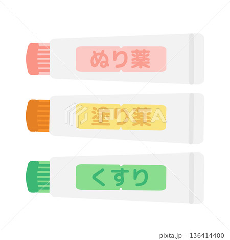 ぬり薬のイラストセット（文字あり） 136414400