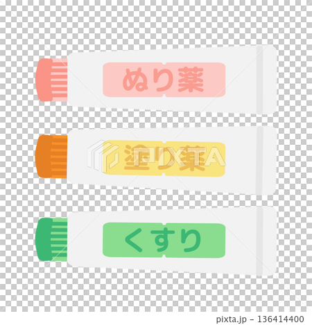 ぬり薬のイラストセット（文字あり） 136414400