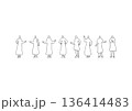 スカートをはいた女性のシンプルでゆるい手描きイラストセット1 136414483