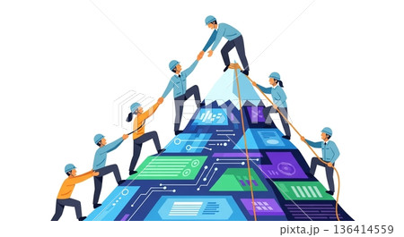 協力し合い課題を乗り越えるチーム 136414559