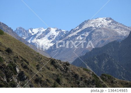 中国シルクロードの旅　ウルムチ天山天池の風景 136414985