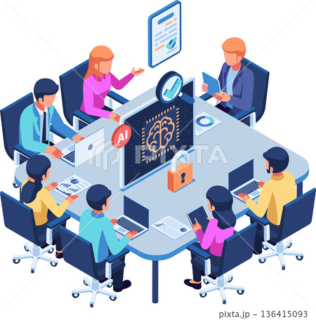 Isometric A Team of Professionals Discussing AI Ethics Isometric A Team of Professionals Discussing AI Ethics 136415093