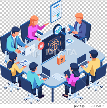 Isometric A Team of Professionals Discussing AI Ethics Isometric A Team of Professionals Discussing AI Ethics 136415093
