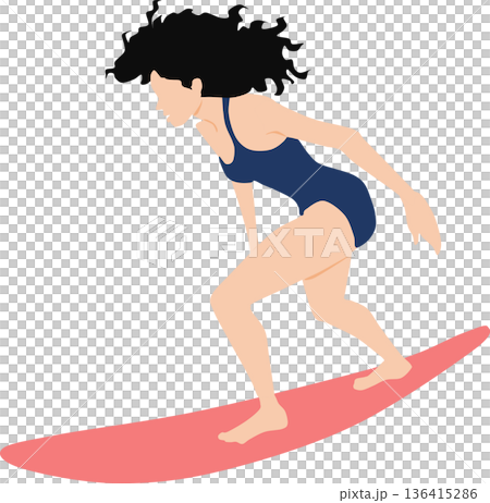 一幅描繪女子在夏日大海中衝浪的插圖 136415286