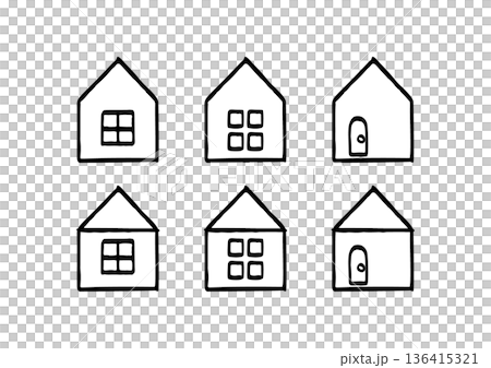 住宅不動産の資料やチラシPOPに使えるシンプルな線画の家アイコンセット 住宅不動産の資料やチラシPOPに使えるシンプルな線画の家アイコンセット 136415321